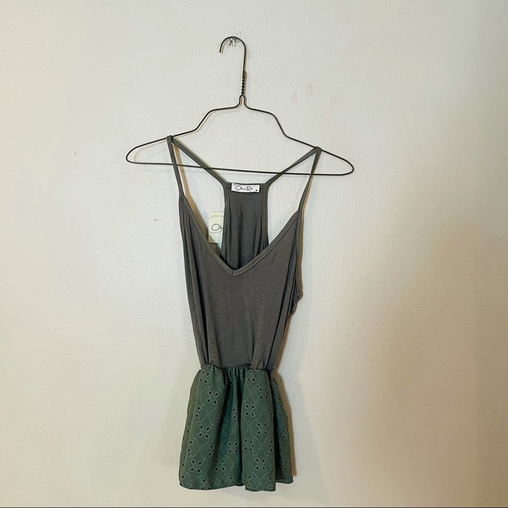 NWT Olive Green Eyelet Bottom Knit Top